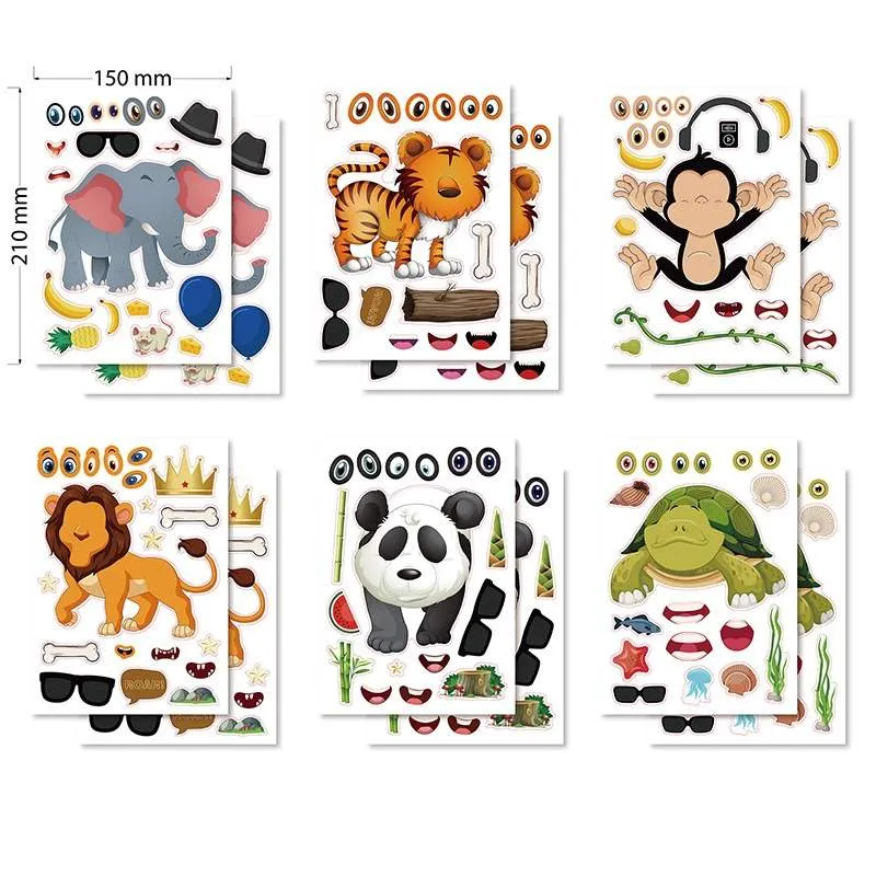 Cartoon Animal Jigsaw Puzzles Stickers