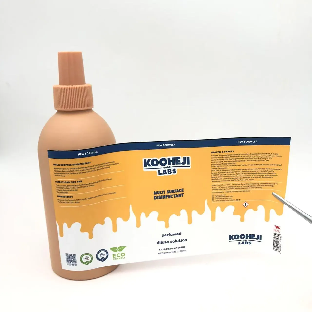 Disinfectant Bottle Packaging Labels