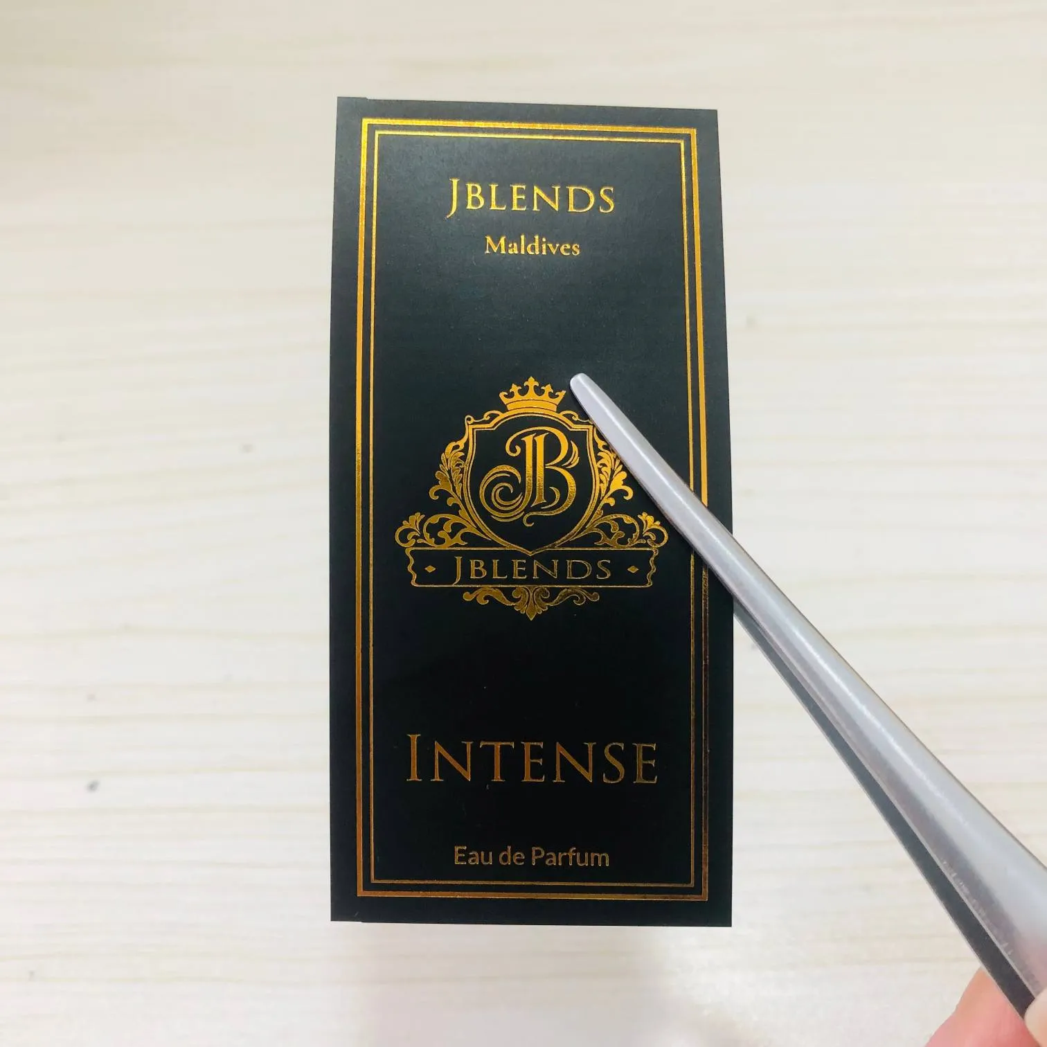 Hot-stamped perfume label